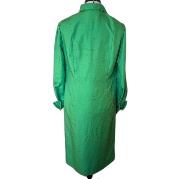 Vintage 70s QIANA Shantung Dagger Collar Button Front Midi Shirt Dress, Sz. 6/8 - Picture 2 of 13